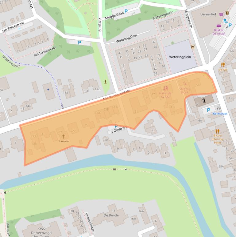 Kaart van postcodegebied 2441CN.