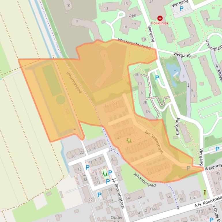 Kaart van postcodegebied 2441DC.