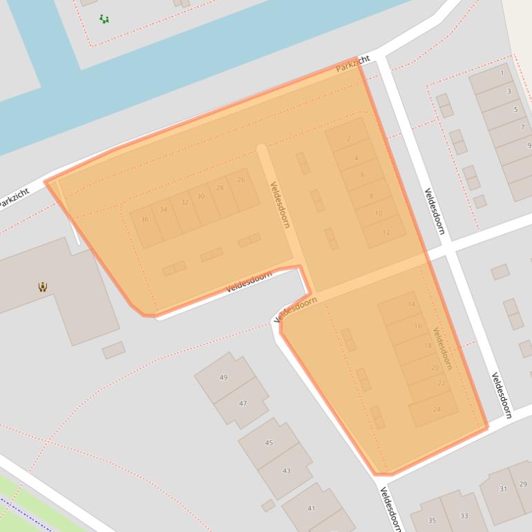 Kaart van postcodegebied 2441DE.