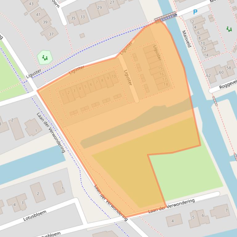 Kaart van postcodegebied 2441DH.