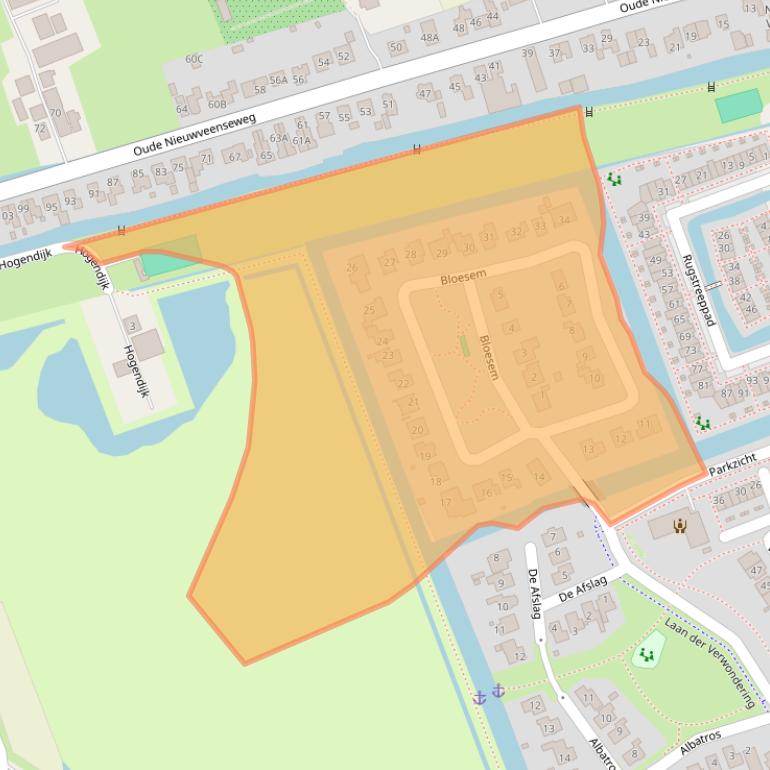 Kaart van postcodegebied 2441DK.