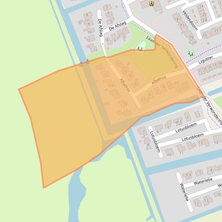 Kaart van postcodegebied 2441DL.