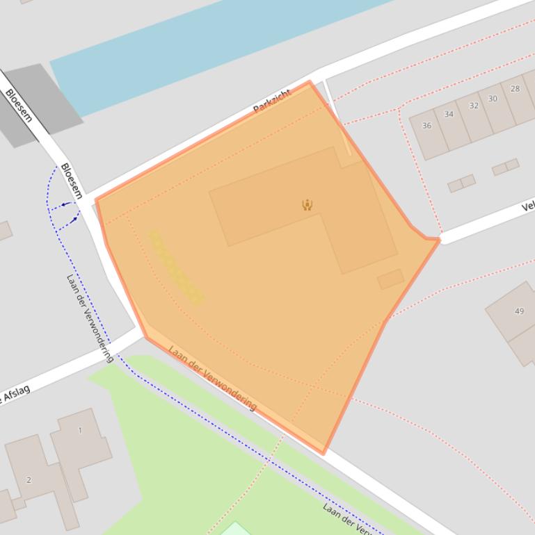 Kaart van postcodegebied 2441DP.