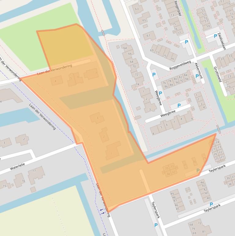 Kaart van postcodegebied 2441DR.