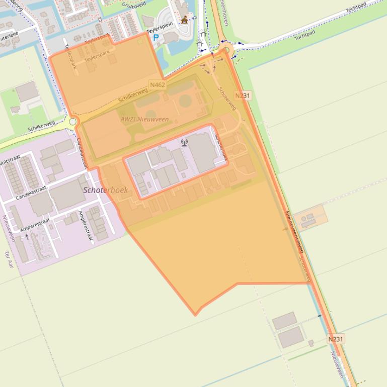 Kaart van postcodegebied 2441LC.