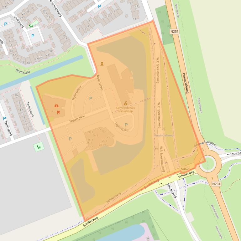 Kaart van postcodegebied 2441LE.