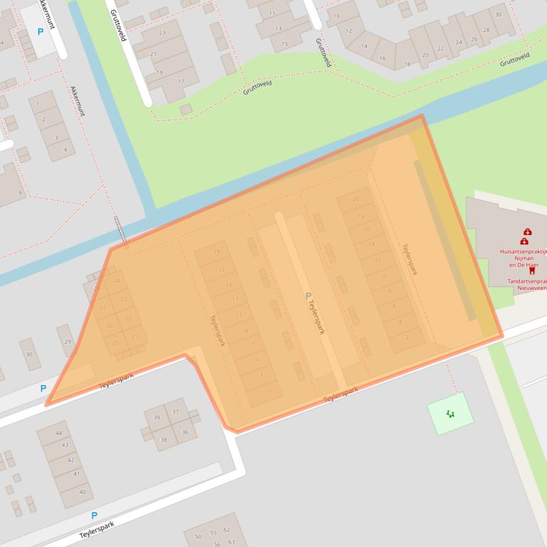 Kaart van postcodegebied 2441LG.