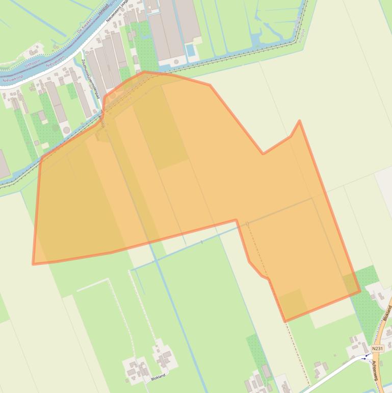 Kaart van postcodegebied 2441ZA.