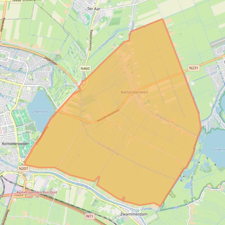 Kaart van postcodegebied 2445.