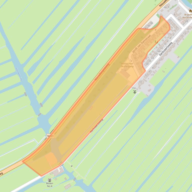 Kaart van postcodegebied 2445AE.