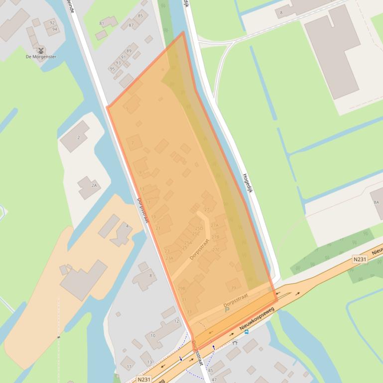 Kaart van postcodegebied 2445AJ.