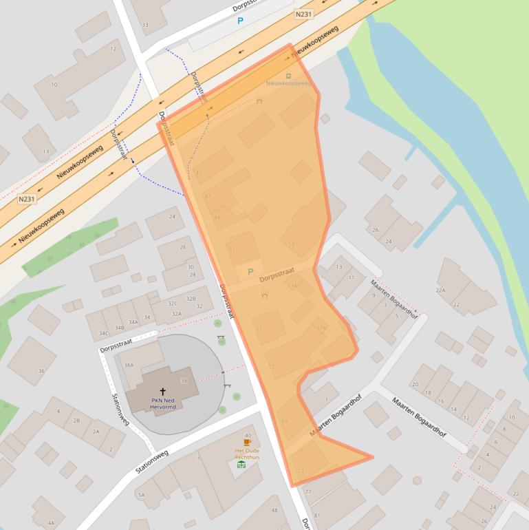 Kaart van postcodegebied 2445AK.