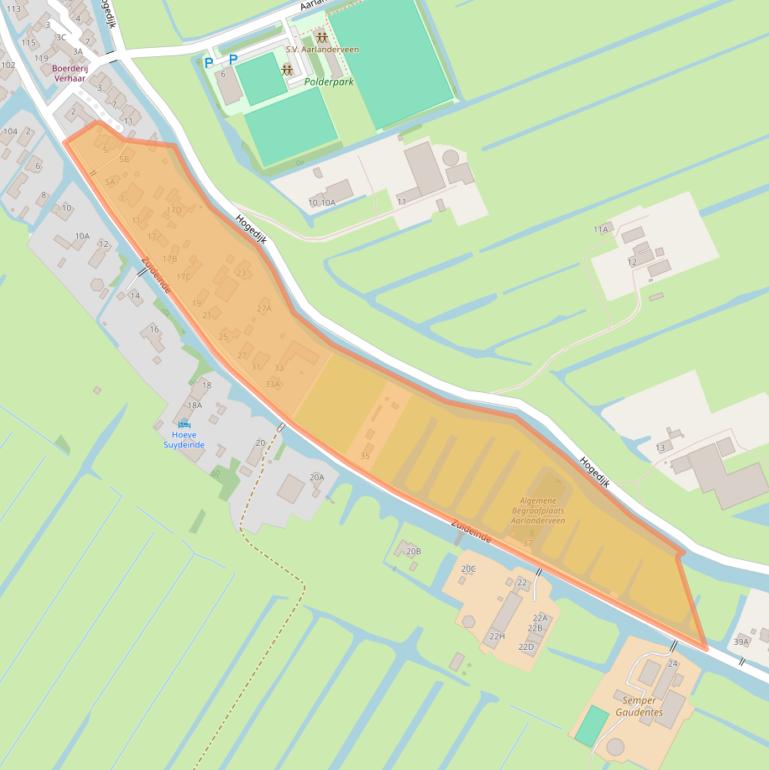 Kaart van postcodegebied 2445AS.