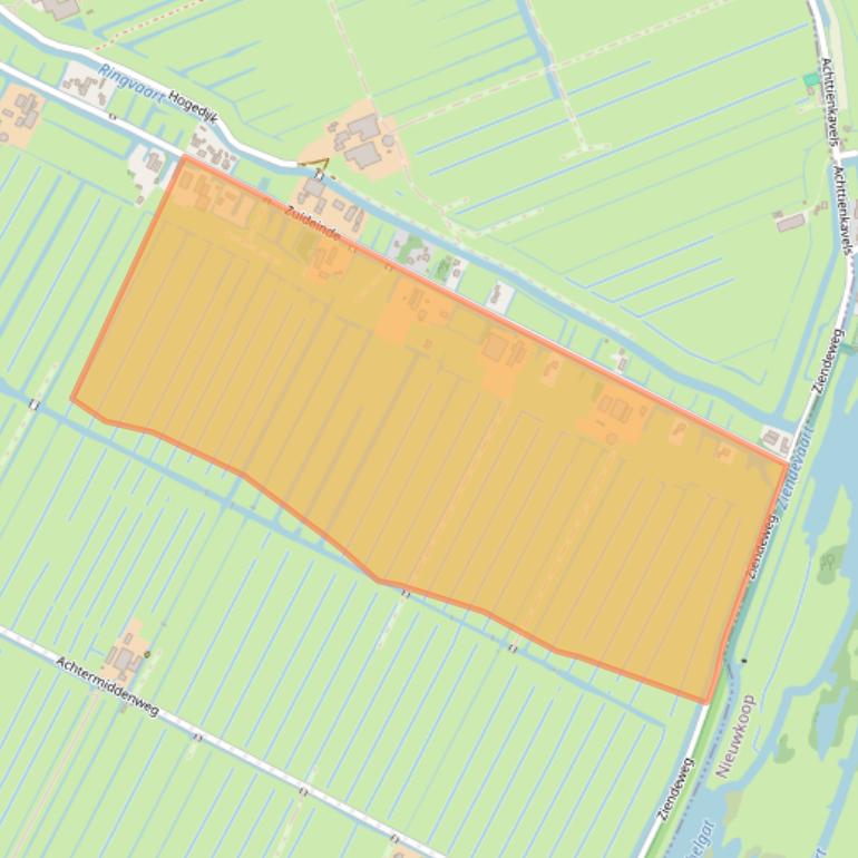 Kaart van postcodegebied 2445AW.