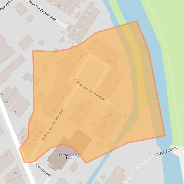 Kaart van postcodegebied 2445AX.