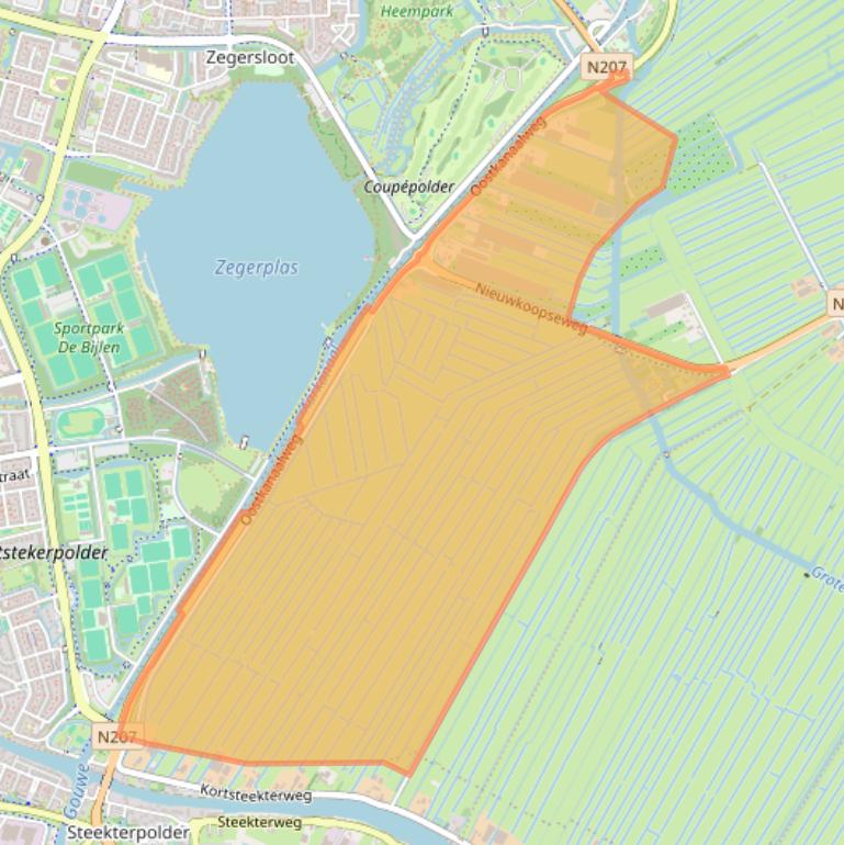 Kaart van postcodegebied 2445BA.