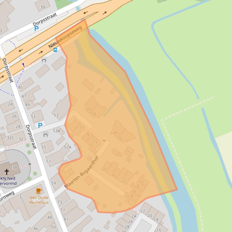 Kaart van postcodegebied 2445BE.