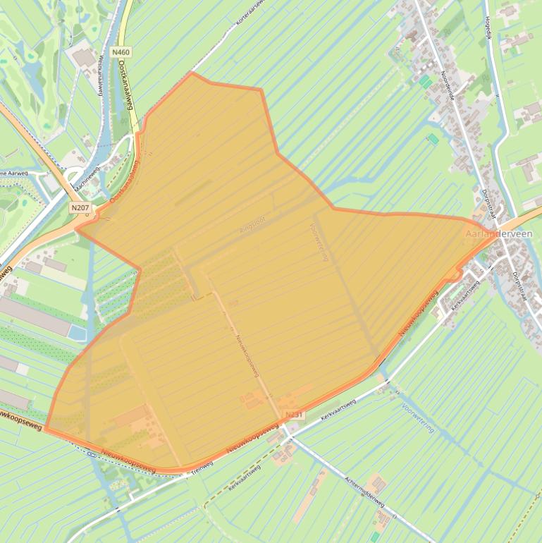 Kaart van postcodegebied 2445NB.