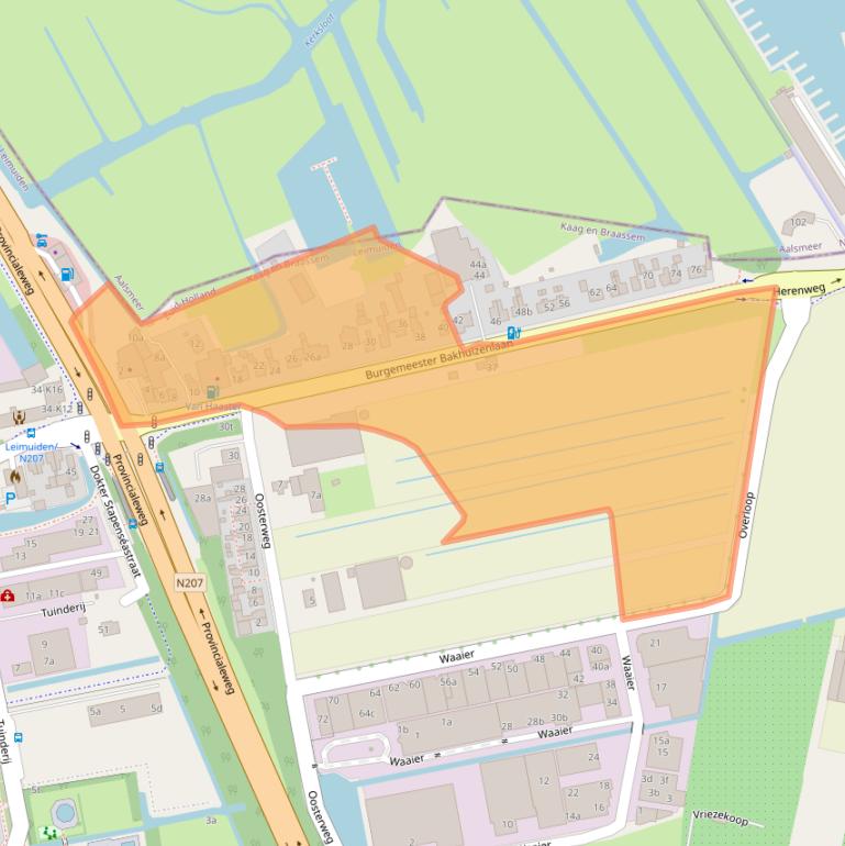 Kaart van postcodegebied 2451AA.