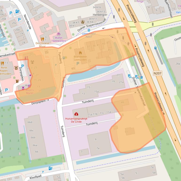 Kaart van postcodegebied 2451AC.