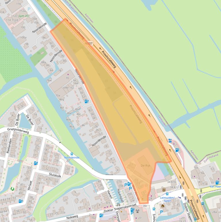 Kaart van postcodegebied 2451AE.