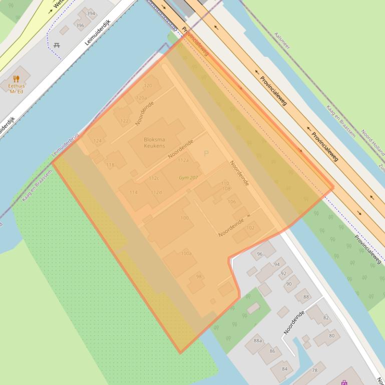 Kaart van postcodegebied 2451AJ.