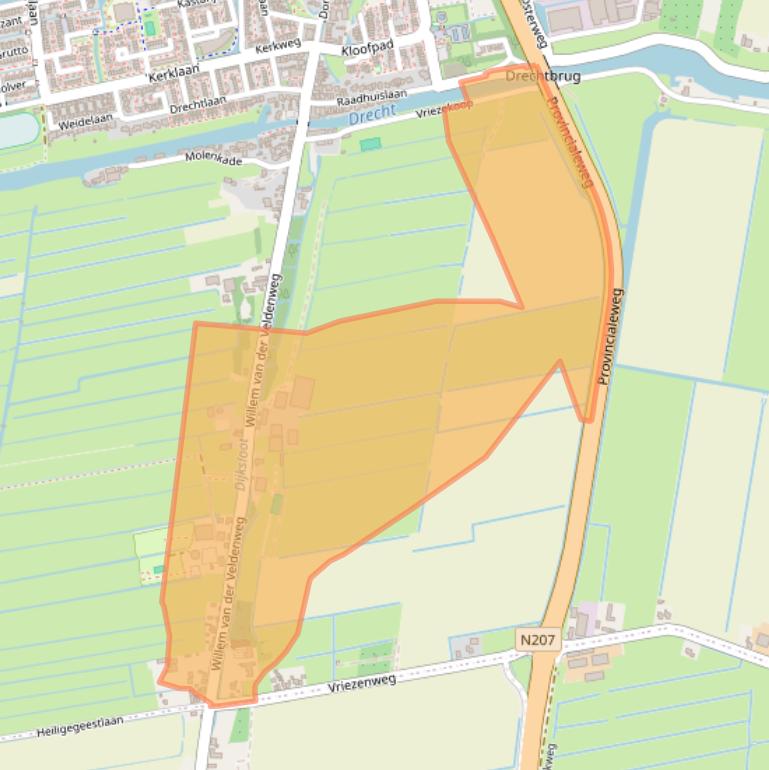 Kaart van postcodegebied 2451BB.