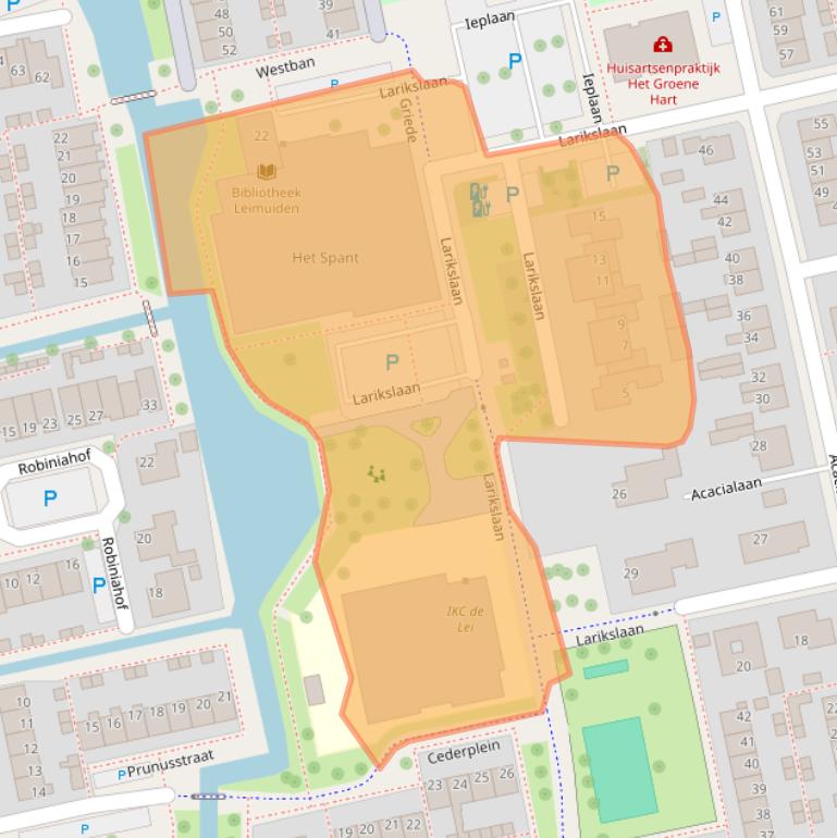 Kaart van postcodegebied 2451BV.