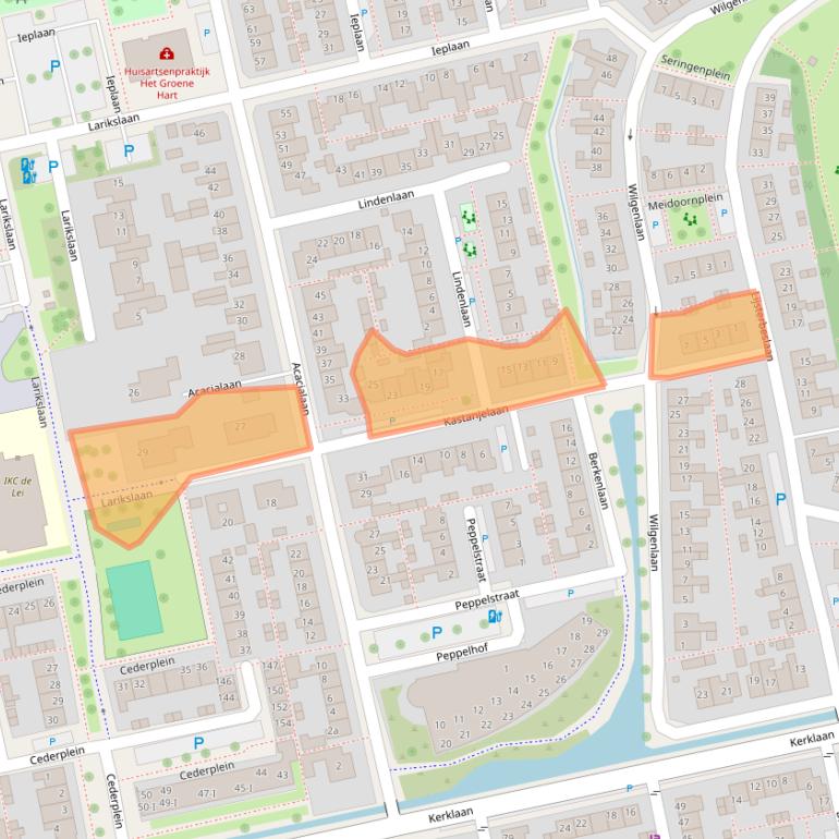 Kaart van postcodegebied 2451BW.