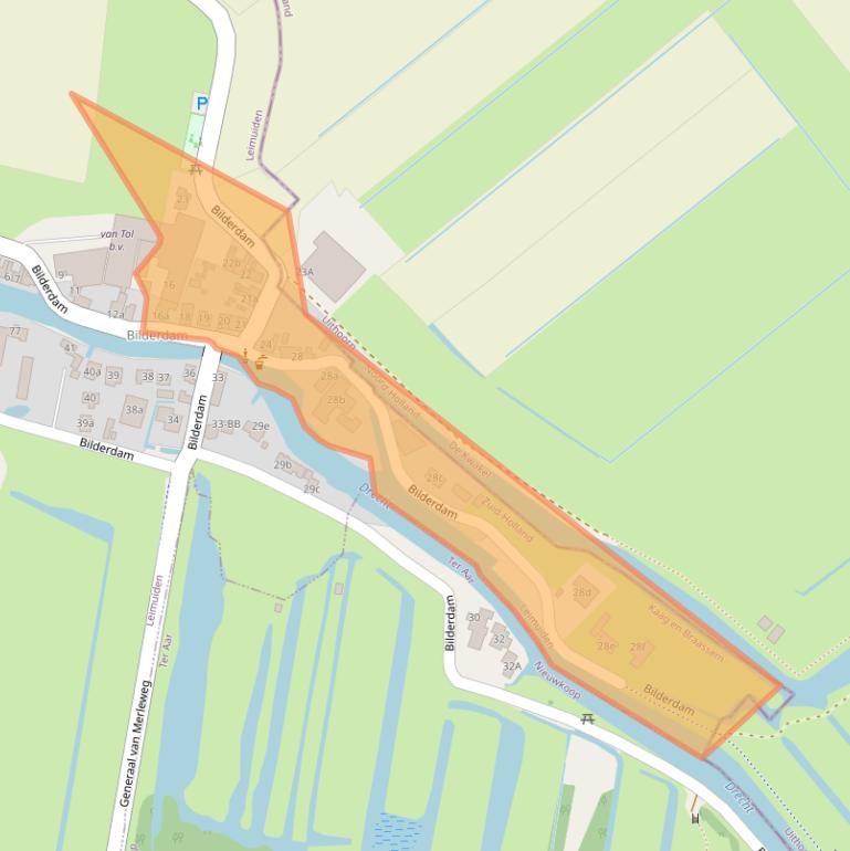 Kaart van postcodegebied 2451CW.