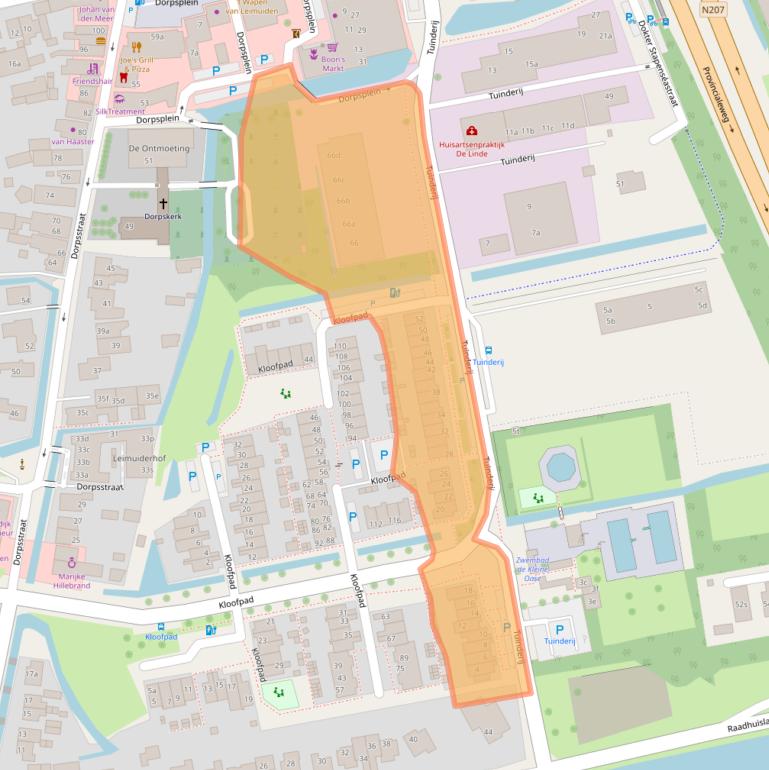 Kaart van postcodegebied 2451GE.