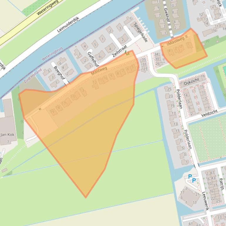 Kaart van postcodegebied 2451TA.