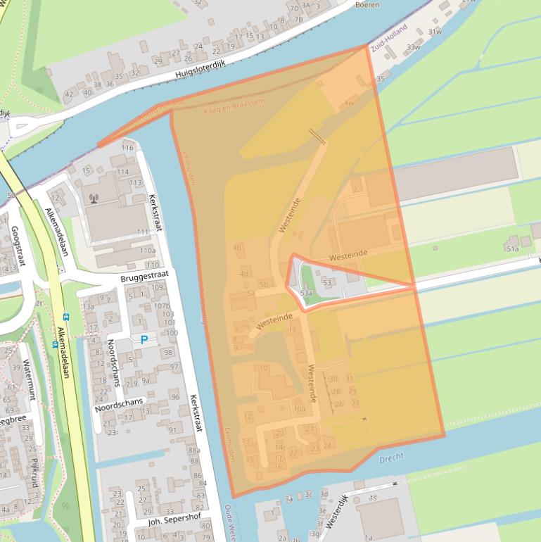 Kaart van postcodegebied 2451VZ.