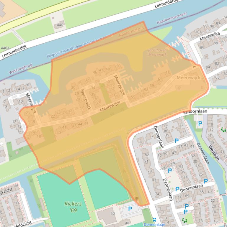 Kaart van postcodegebied 2451XD.