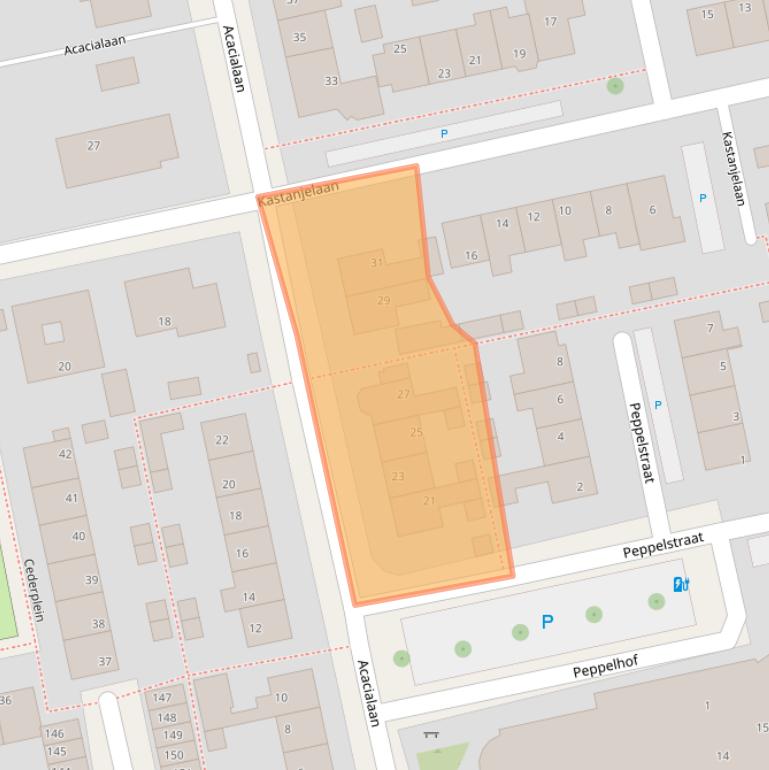 Kaart van postcodegebied 2451XW.