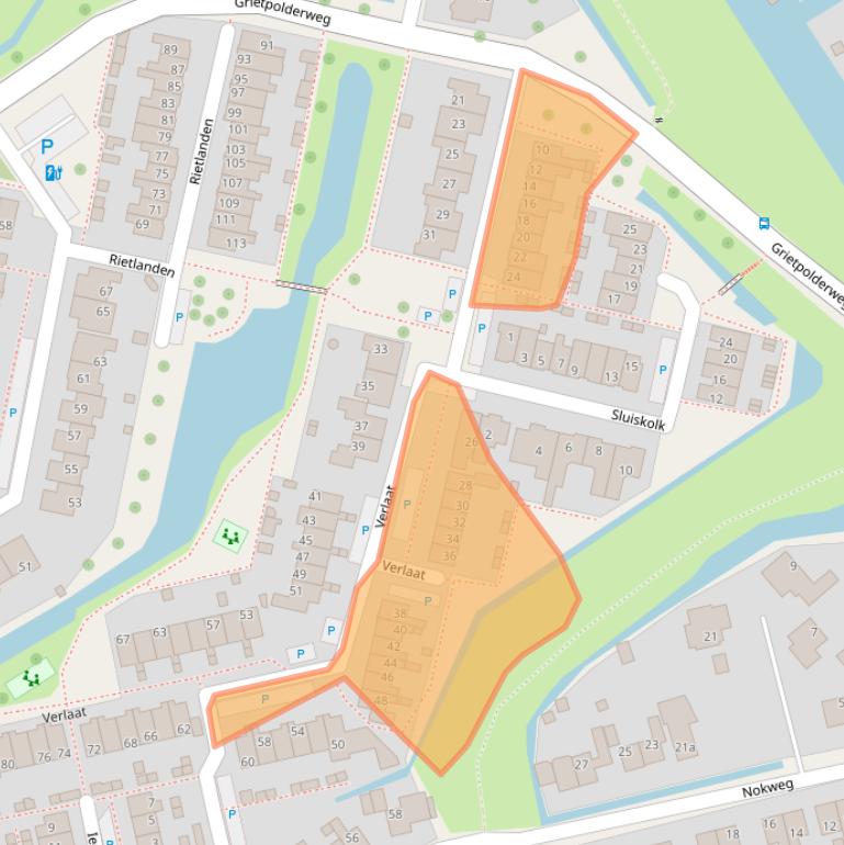 Kaart van postcodegebied 2451ZP.