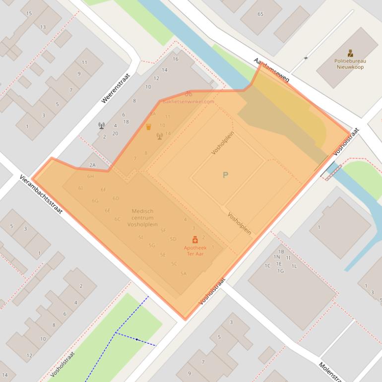 Kaart van postcodegebied 2461AA.