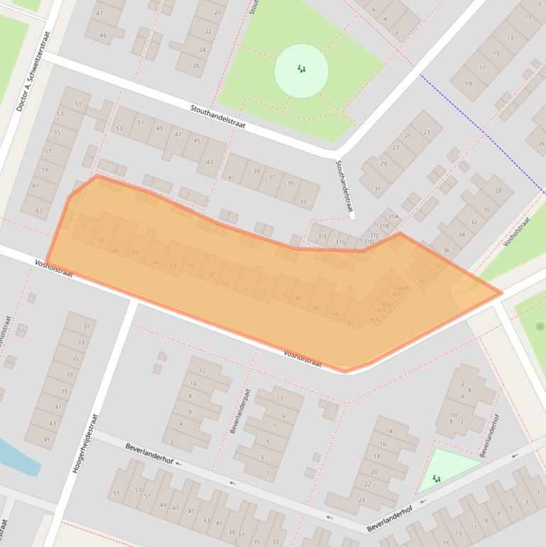 Kaart van postcodegebied 2461AD.