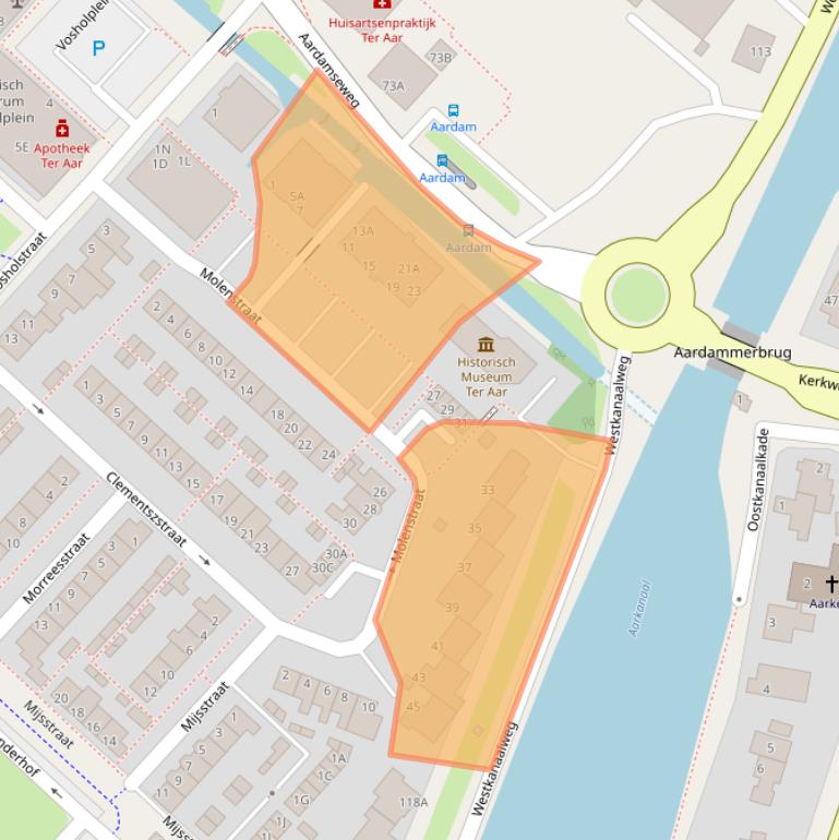 Kaart van postcodegebied 2461AE.