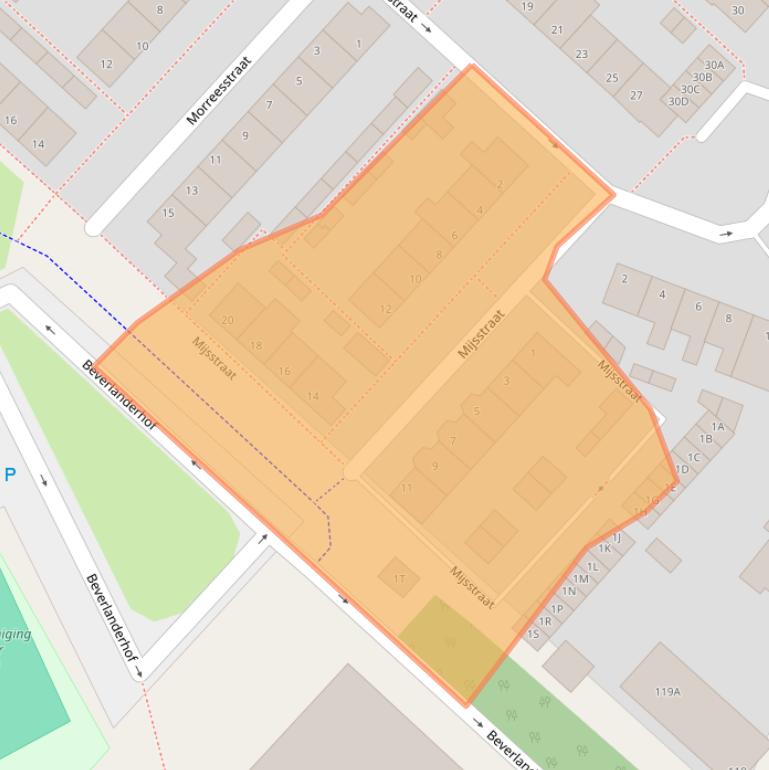 Kaart van postcodegebied 2461AK.