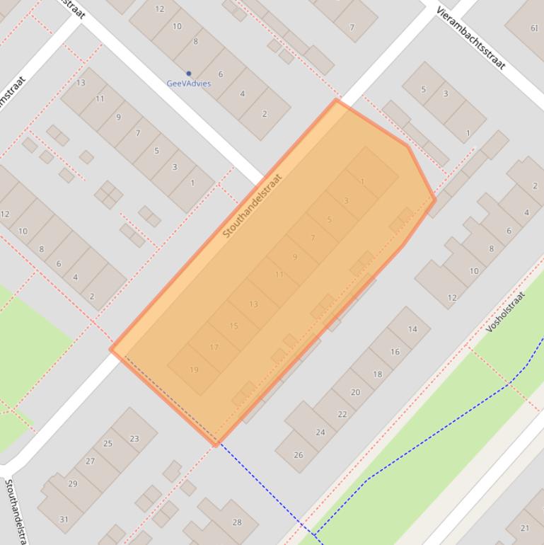 Kaart van postcodegebied 2461AM.