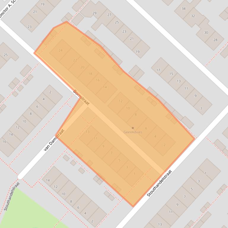 Kaart van postcodegebied 2461AT.