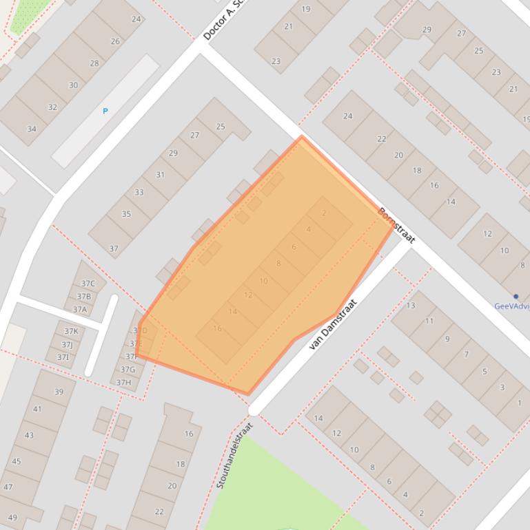 Kaart van postcodegebied 2461AV.