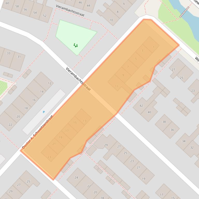 Kaart van postcodegebied 2461AX.