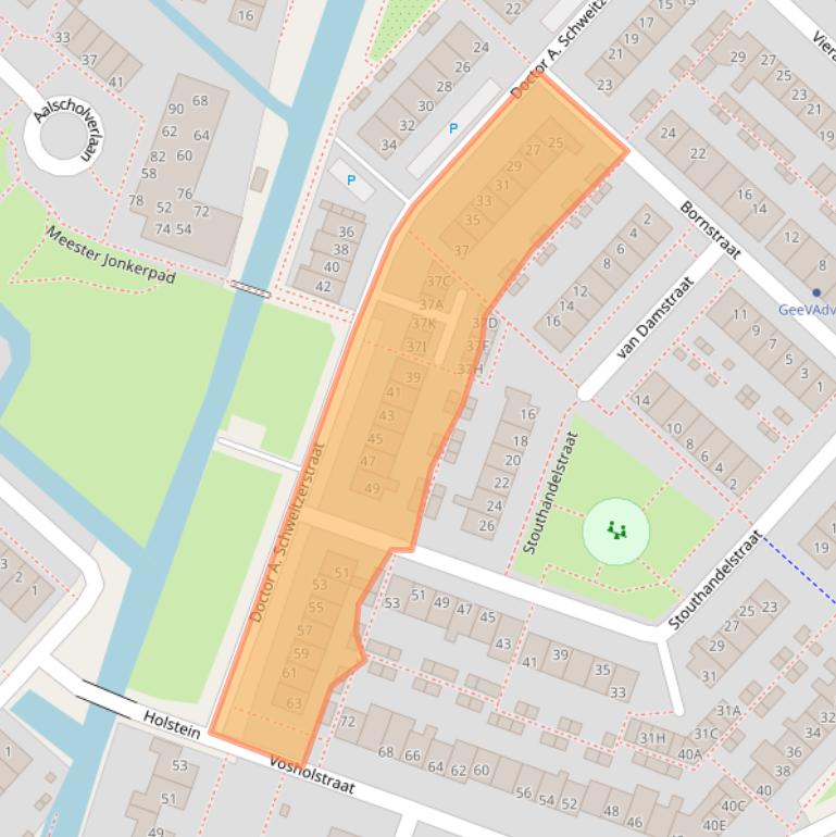 Kaart van postcodegebied 2461AZ.