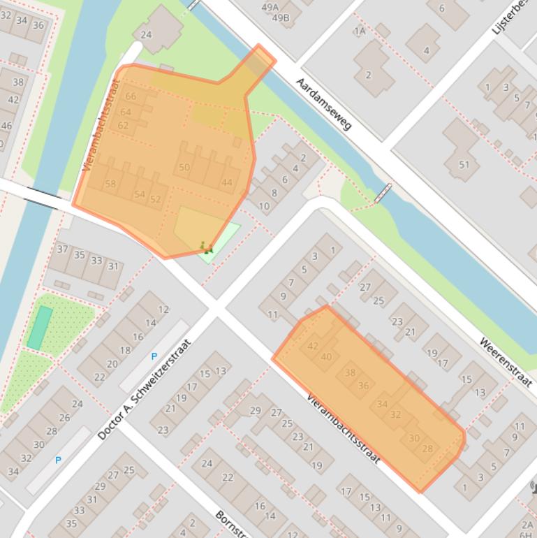 Kaart van postcodegebied 2461BB.