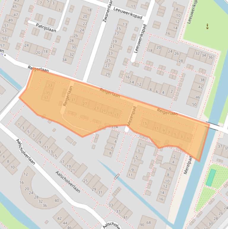 Kaart van postcodegebied 2461BC.