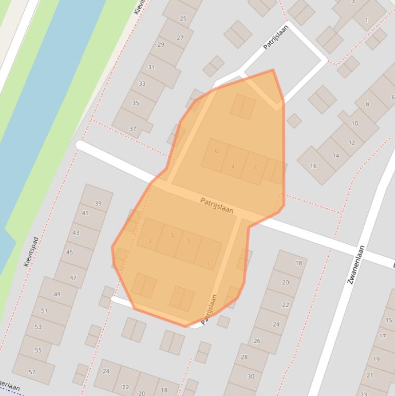 Kaart van postcodegebied 2461BP.