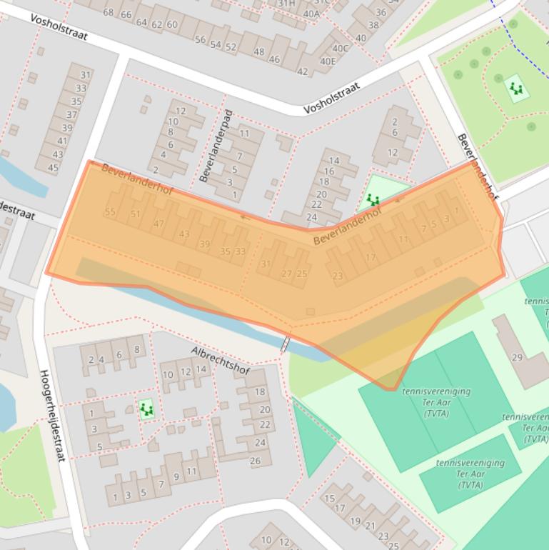 Kaart van postcodegebied 2461BV.