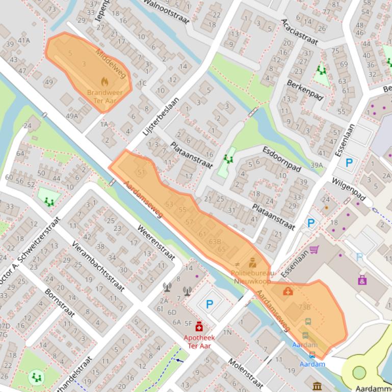 Kaart van postcodegebied 2461CB.